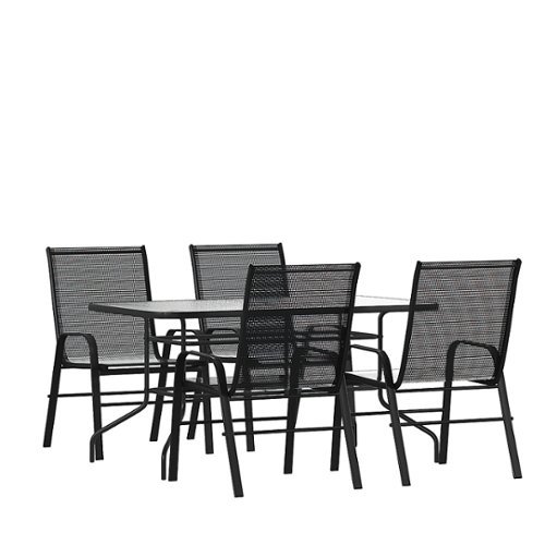 Flash Furniture - Brazos Outdoor Rectangle Contemporary 5 Piece Patio Set - Black