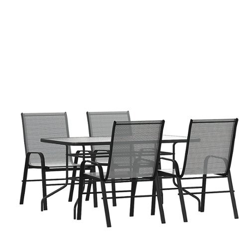 Flash Furniture - Brazos Outdoor Rectangle Contemporary 5 Piece Patio Set - Gray