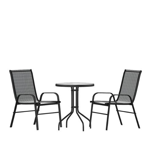 Flash Furniture - Brazos Outdoor Round Contemporary 3 Piece Patio Set - Black