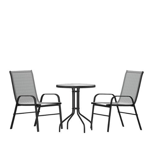 Flash Furniture - Brazos Outdoor Round Contemporary 3 Piece Patio Set - Gray