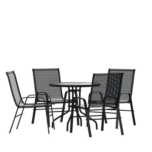 Flash Furniture - Brazos Outdoor Round Contemporary 5 Piece Patio Set - Black