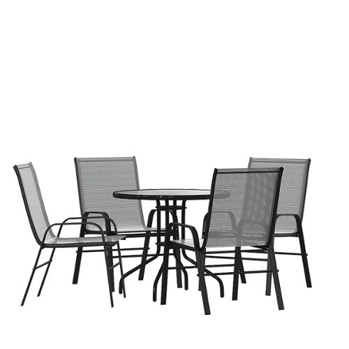 Flash Furniture - Brazos Outdoor Round Contemporary 5 Piece Patio Set - Gray