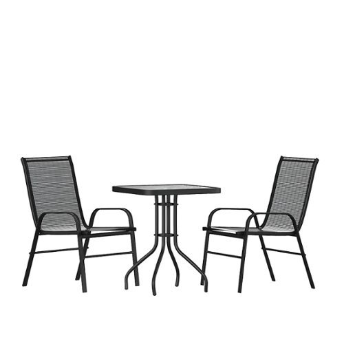 Flash Furniture - Brazos Outdoor Square Contemporary 3 Piece Patio Set - Black