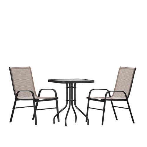 Flash Furniture - Brazos Outdoor Square Contemporary 3 Piece Patio Set - Brown