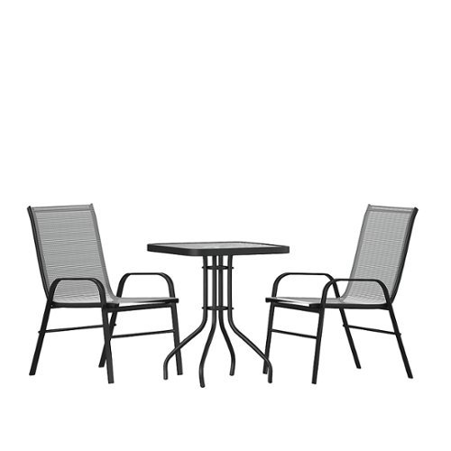 Flash Furniture - Brazos Outdoor Square Contemporary 3 Piece Patio Set - Gray