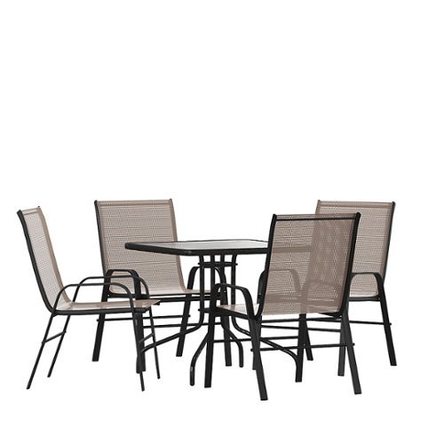 Flash Furniture - Brazos Outdoor Square Contemporary 5 Piece Patio Set - Brown