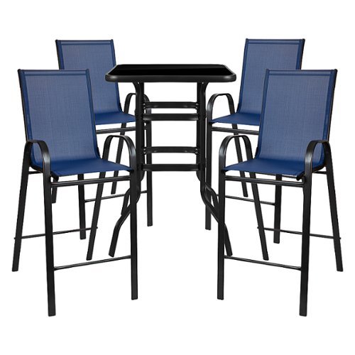 Flash Furniture - Brazos Outdoor Square Modern Steel 5 Piece Patio Set - Navy