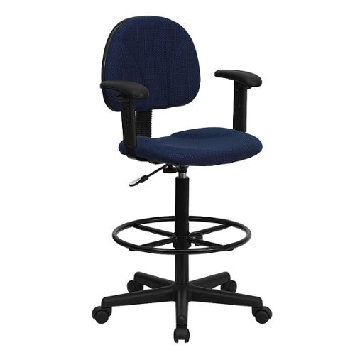 Flash Furniture - Bruce Contemporary Fabric Drafting Stool - Navy Blue Patterned