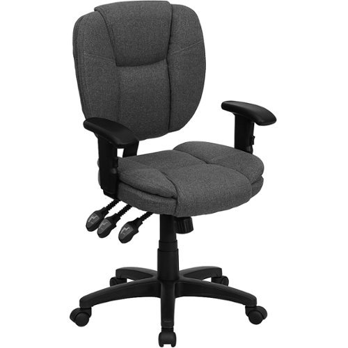 Flash Furniture - Caroline Contemporary Fabric Swivel Office Chair with Arms - Gray Fabric