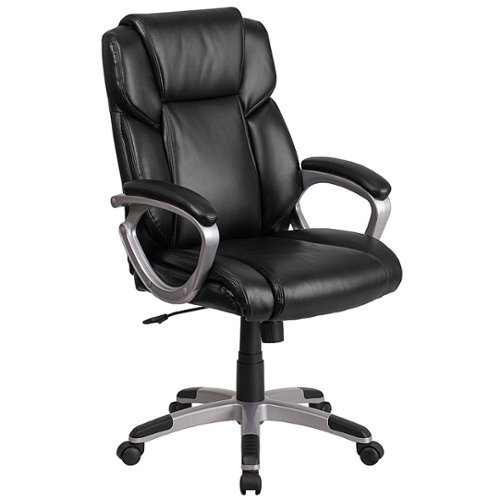 Flash Furniture - Carolyn Contemporary Leather/Faux Leather Executive Swivel Office Chair - Black