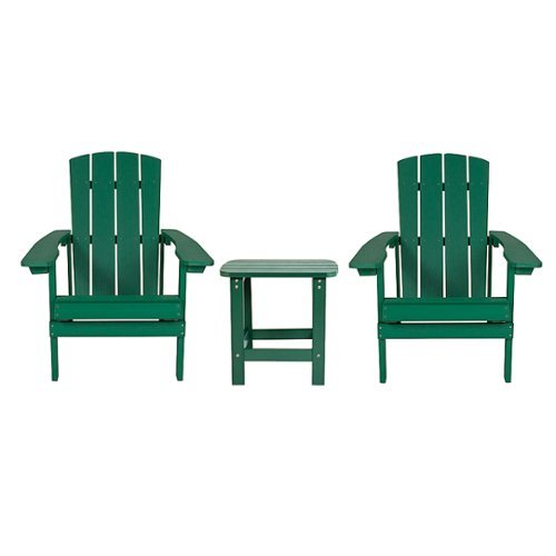 Flash Furniture - Charlestown Indoor/Outdoor Adirondack Style Side Table and 2 Chair Set in - Green