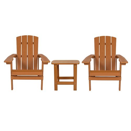 Flash Furniture - Charlestown Indoor/Outdoor Adirondack Style Side Table and 2 Chair Set in - Teak