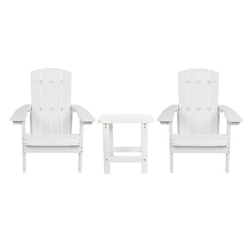 Flash Furniture - Charlestown Indoor/Outdoor Adirondack Style Side Table and 2 Chair Set in - White