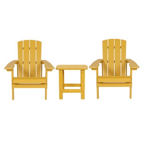 Flash Furniture - Charlestown Indoor/Outdoor Adirondack Style Side Table and 2 Chair Set in - Yellow