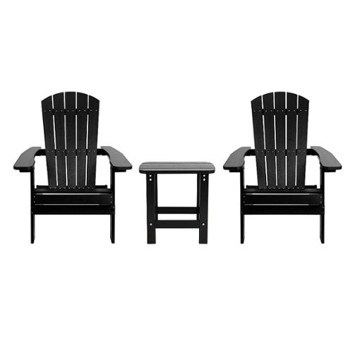 Flash Furniture - Charlestown Outdoor Rectangle Cottage Resin 3 Piece Patio Set - Black