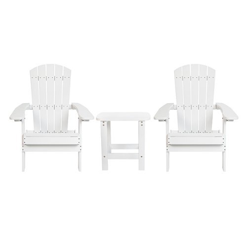 Flash Furniture - Charlestown Outdoor Rectangle Cottage Resin 3 Piece Patio Set - White