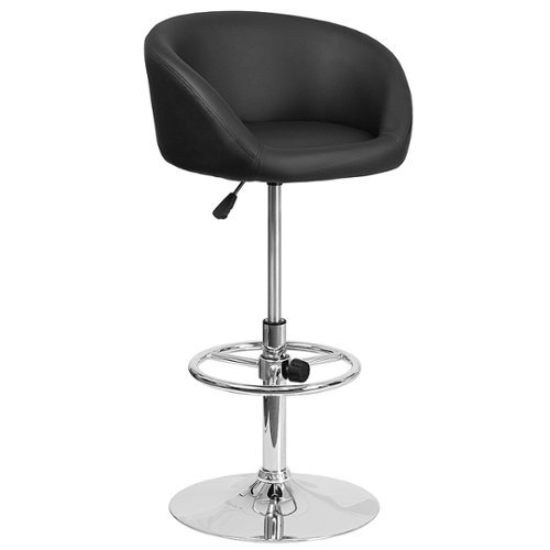 Flash Furniture - Contemporary Adjustable Height Barstool - Black Vinyl