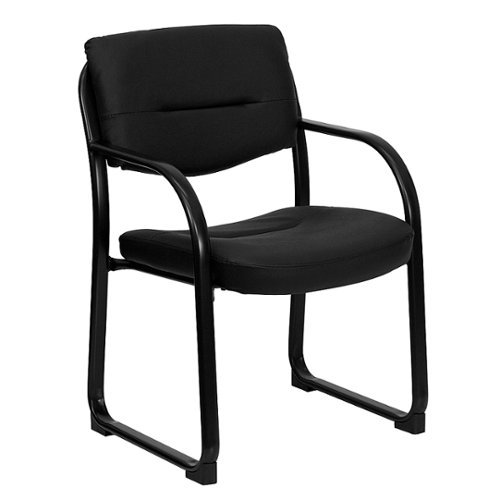 Flash Furniture - Donny Contemporary Leather/Faux Leather Side Chair - Upholstered - Black