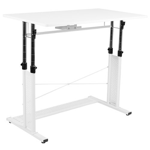 Flash Furniture - Fairway Rectangle Modern Laminate Sit and Stand Desk - White