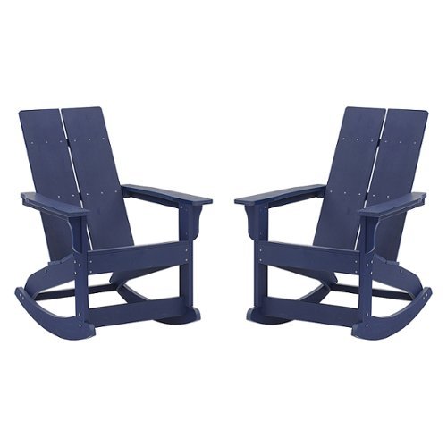 Flash Furniture - Finn Indoor/Outdoor modern 2-Slat Adirondack Poly Resin Rockers in - Set of 2 - Navy