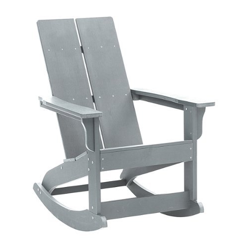 Flash Furniture - Finn Modern 2-Slat Adirondack Poly Resin Rocking Chair for Indoor/Outdoor Use - Gray