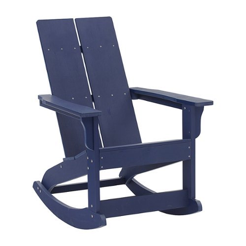 Flash Furniture - Finn Modern 2-Slat Adirondack Poly Resin Rocking Chair for Indoor/Outdoor Use - Navy