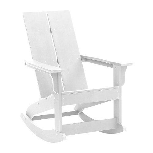 Flash Furniture - Finn Modern 2-Slat Adirondack Poly Resin Rocking Chair for Indoor/Outdoor Use - White