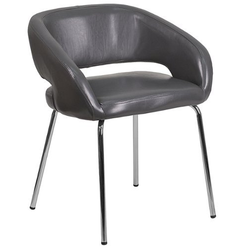 Flash Furniture - Fusion Contemporary Leather/Faux Leather Side Chair - Upholstered - Gray