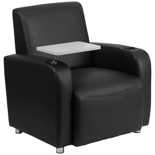 Flash Furniture - George Rectangle Contemporary Leather/Faux Leather Tablet Arm Chair - Upholstered - Black