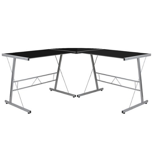 Flash Furniture - Ginny L Contemporary Glass Home Office Desk - Black Top/Silver Frame