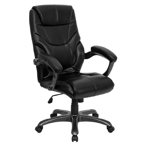 Flash Furniture - Greer Contemporary Leather/Faux Leather Executive Swivel Office Chair - Black