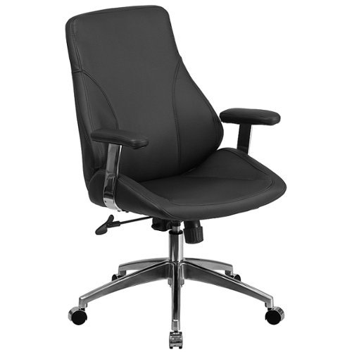 Flash Furniture - Hansel Contemporary Leather Executive Swivel Mid-Back Office Chair - Black