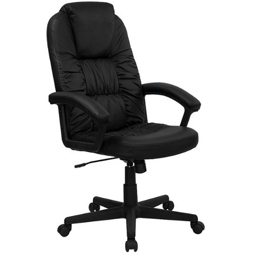 Flash Furniture - Hansel Contemporary Leather/Faux Leather Executive Swivel Office Chair - Black