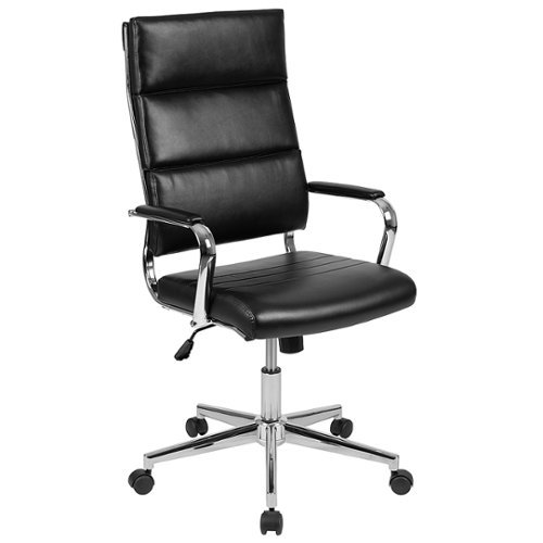 Flash Furniture - Hansel Contemporary Leather/Faux Leather Panel Executive Swivel High Back Office Chair - Black