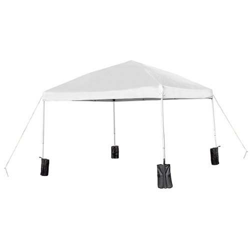 Flash Furniture - Harris 10'x10' Pop Up Straight Leg Canopy Tent With Sandbags and Wheeled Case - White