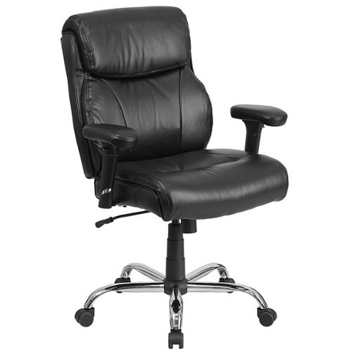 Flash Furniture - Hercules Big & Tall 400 lb. Rated Mid-Back Ergonomic Task Chair - Black LeatherSoft