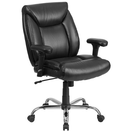 Flash Furniture - Hercules Big & Tall 400 lb. Rated Mid-Back Ergonomic Task Office Chair - Black LeatherSoft