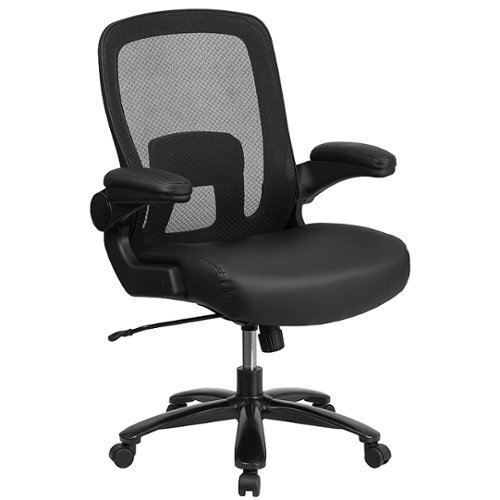 Flash Furniture - Hercules Big & Tall 500 lb. Rated Black Mesh/LeatherSoft Ergonomic Chair - Black LeatherSoft/Mesh