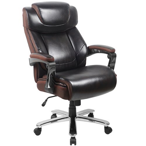 Flash Furniture - Hercules Big & Tall 500 lb. Rated LeatherSoft Ergonomic Chair w/Adjustable Headrest - Brown