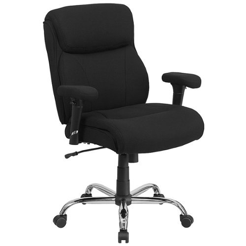 Flash Furniture - Hercules Contemporary Fabric Big & Tall Swivel Mid-Back Office Chair - Black Fabric