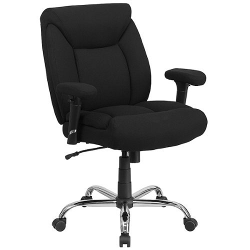 Flash Furniture - Hercules Contemporary Fabric Big & Tall Swivel Mid-Back Office Chair with Adjustable Arms - Black Fabric