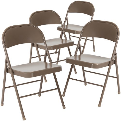 Flash Furniture - Hercules Series Double Braced Metal Folding Chair (set of 4) - Beige