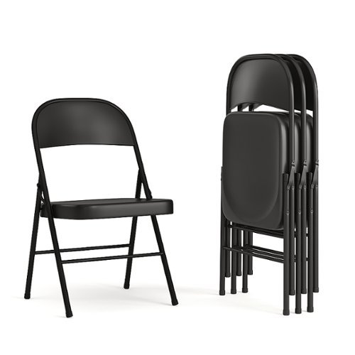 Flash Furniture - Hercules Series Double Braced Metal Folding Chair (set of 4) - Black