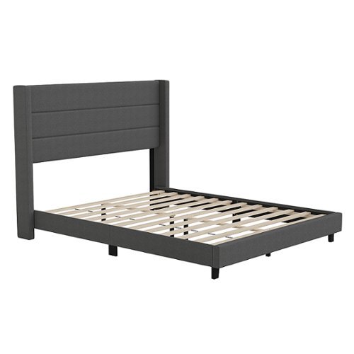 Flash Furniture - Hollis Queen Size Upholstered Platform Bed with Wingback Headboard - Charcoal