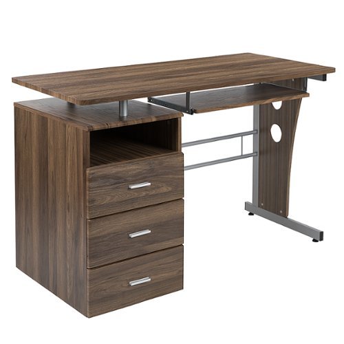 Flash Furniture - Joshua Rectangle Contemporary Laminate Home Office Desk - Rustic Walnut