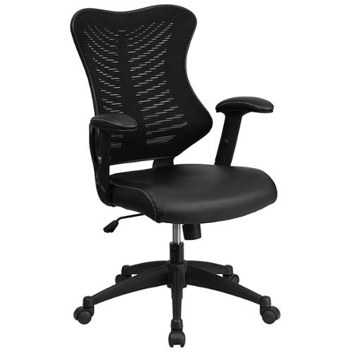 Flash Furniture - Kale Contemporary Leather/Faux Leather Executive Swivel Office Chair - Black LeatherSoft/Mesh