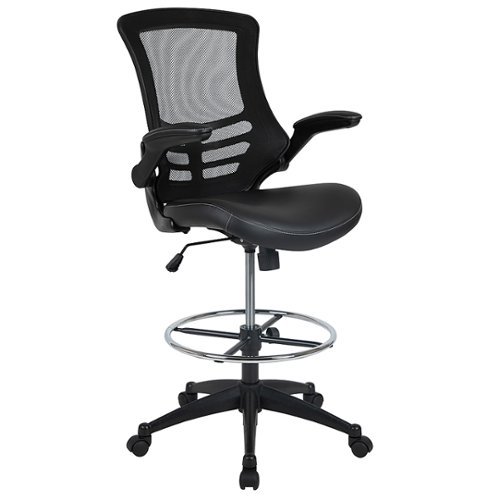 Flash Furniture - Kelista Contemporary Mesh Drafting Stool - Black LeatherSoft/Mesh