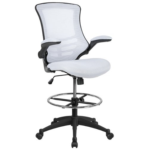 Flash Furniture - Kelista Contemporary Mesh Drafting Stool - White Mesh