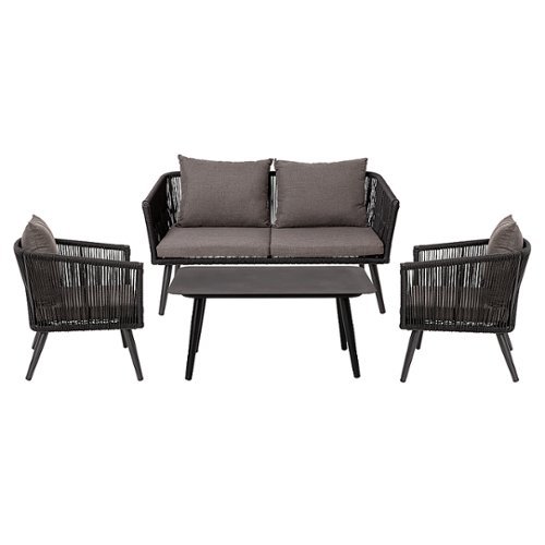 Flash Furniture - Kierra Outdoor Rectangle Modern Aluminum 4 Piece Patio Set - Black/Gray