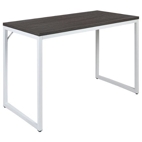 Flash Furniture - Kimberly Rectangle Industrial Laminate Office Desk - Rustic Gray Top/White Frame